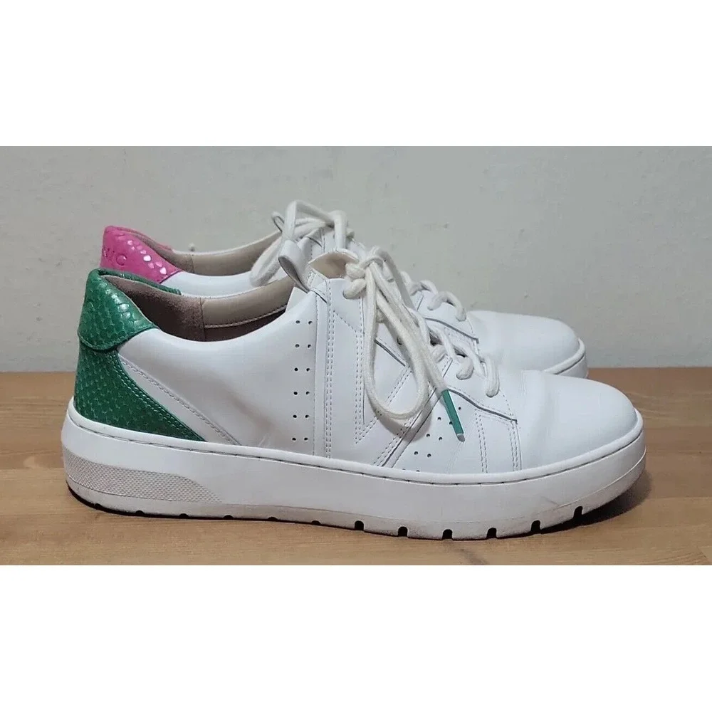 Vionic Womens‎ Simasa Leather Lizard White Pink Green Fashion Sneaker Size 7